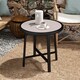 image 7 of Outsunny Round Small Garden Table, 50.5cm Outdoor Side Table with SPC Tabletop, Metal Frame and Anti-slip Foot Pads for Garden, Balcony, Grey Wood Effect | Grey | Grey