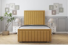 Sloomy Pemberton Mustard Plush Bed Frame With Mattress With 50" Upholstered Headboard 2'6 Small Single