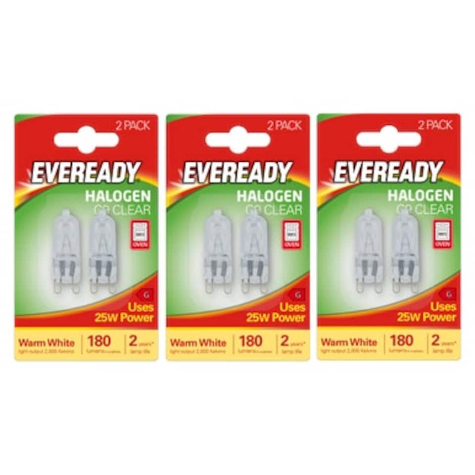 image 1 of Eveready Halogen G9 Capsule 180lm 25W 2800K (Warm White) Light Bulb - Pack of 6