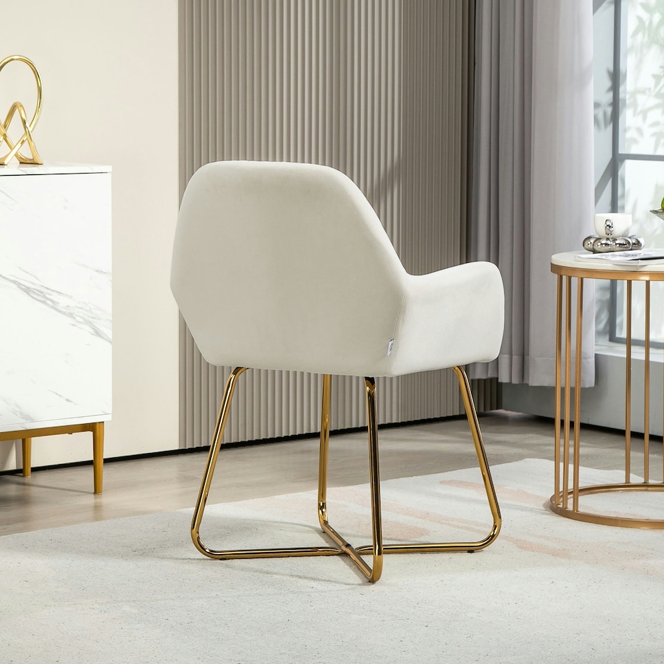 image 1 of HOMCOM Modern Accent Chair Velvet-Touch Upholstered Armchair Cream White