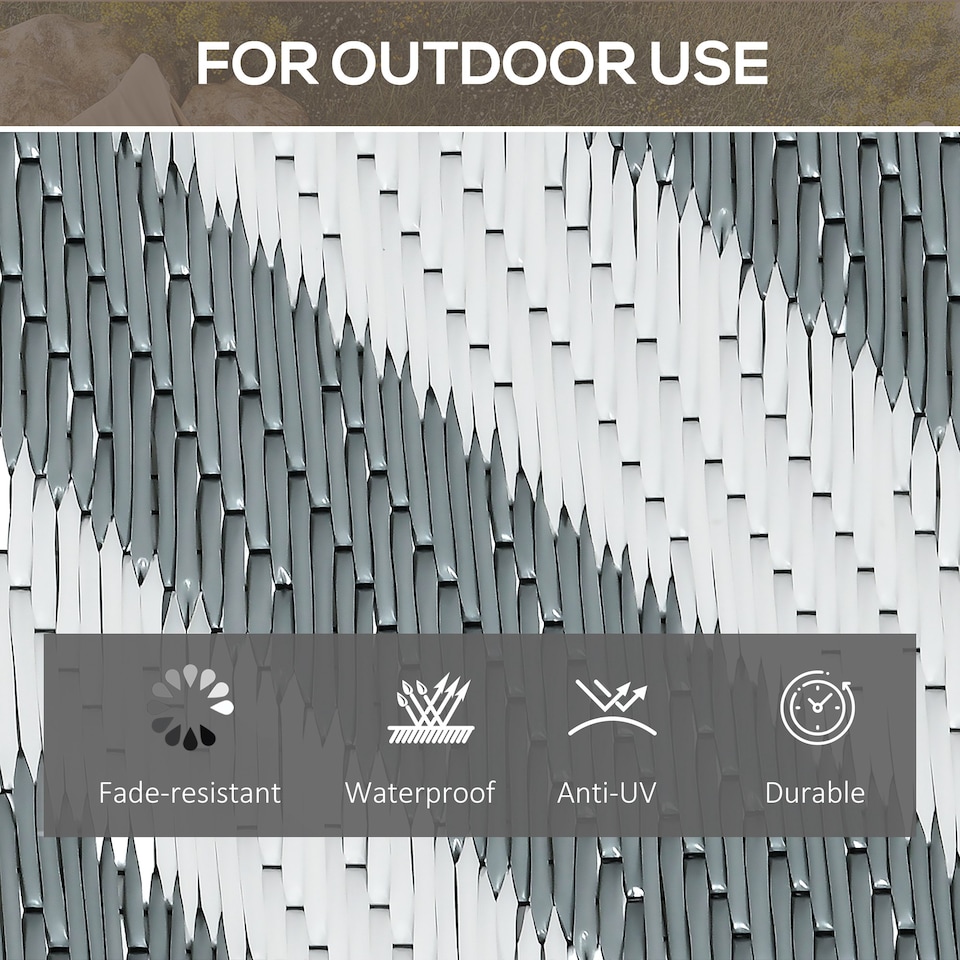 image 1 of Outsunny Reversible Outdoor Rug Plastic Straw RV Camping Mat for Garden Deck Picnic | Grey | Light Grey | 152cm x 243cm x 0.3cm