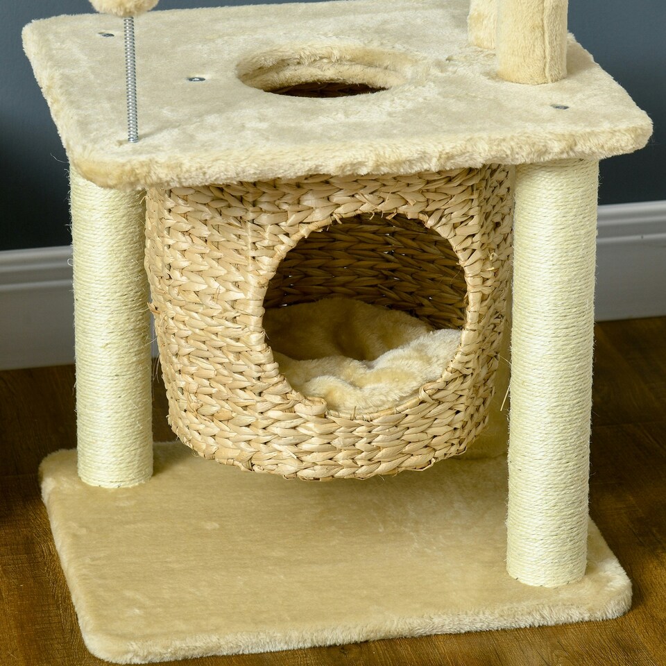 image 1 of PawHut Cat Tree with Scratching Posts, Cat House, Bed, Washable Cushions