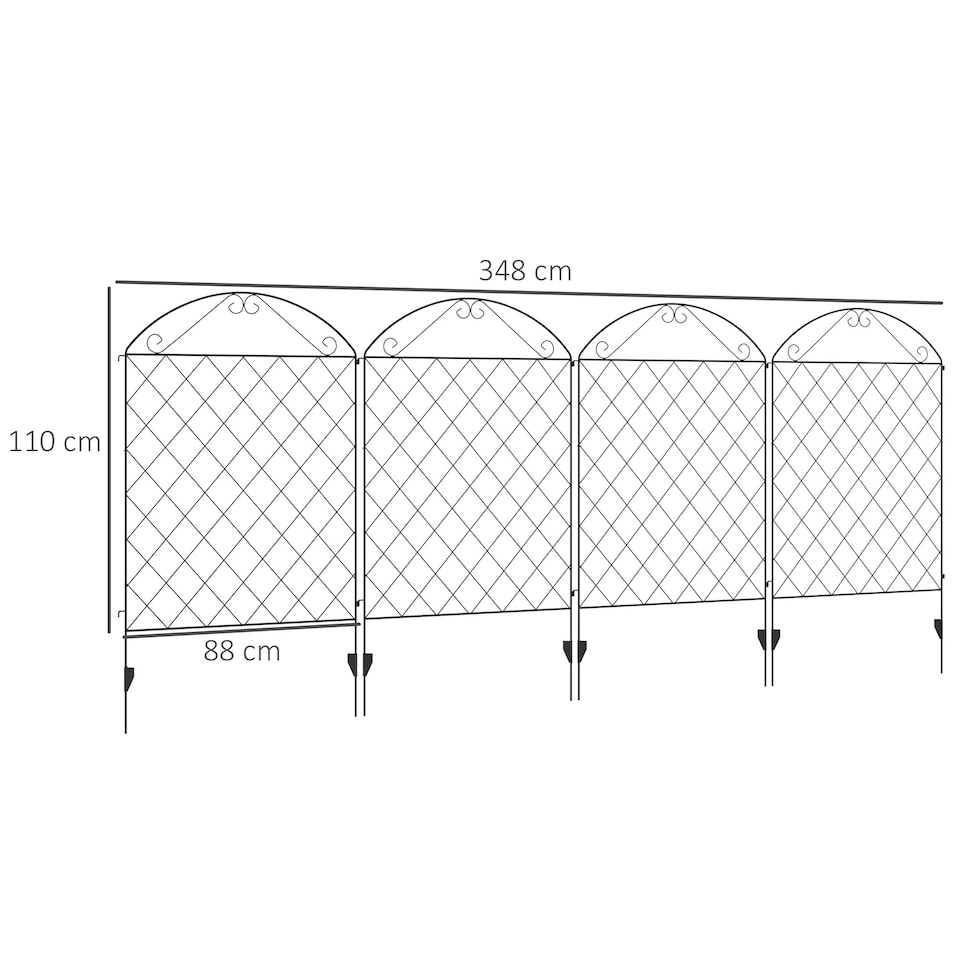 image 1 of Outsunny 4PCs Decorative Garden Fencing 43in x 11.5ft Metal Border Edging