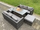 image 3 of Fimous 8 Seater Outdoor Rattan Garden Furniture Sofa Set Gas Fire Pit Dining Table Gas Heater Burner With 3 Seater Sofa 2 Big Footstools Dark Grey Mixed