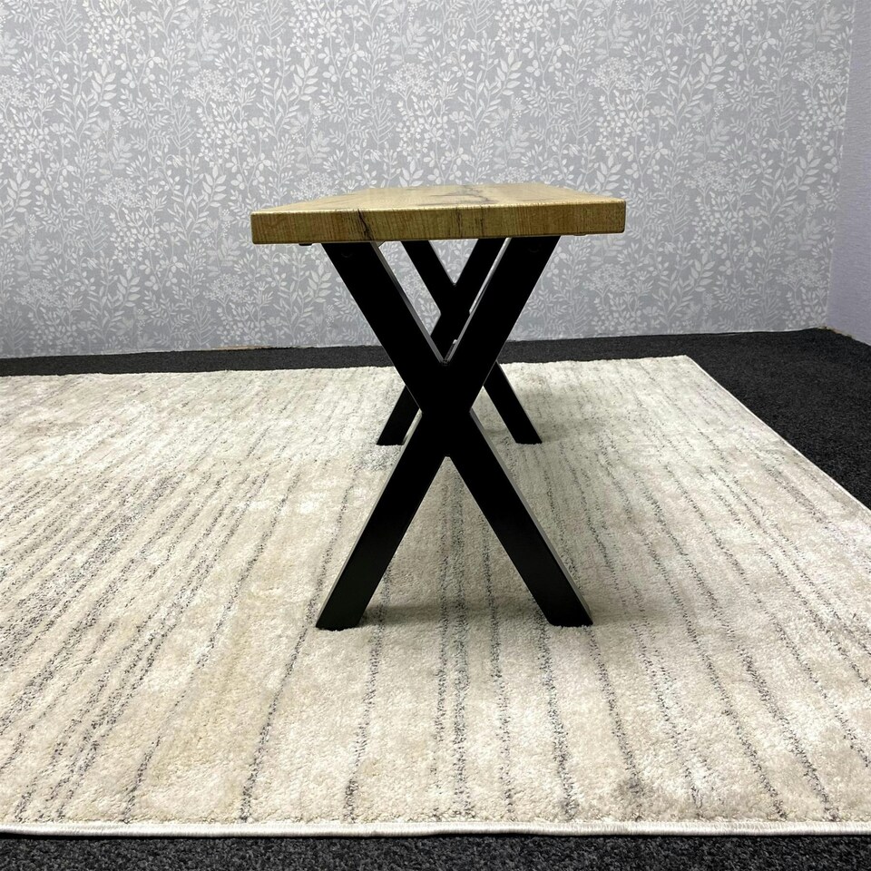 image 1 of Wooden Brown Bench With Metal Legs for Dining, Work, or Study Brown