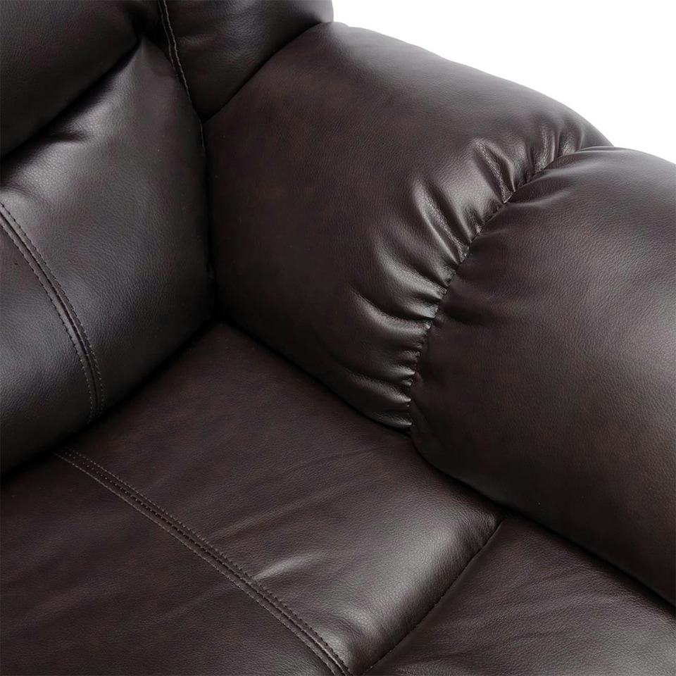 image 1 of Seattle 2 Seater Manual High Back Bonded Leather Recliner Sofa (Brown)