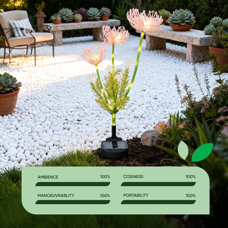 image 1 of Gardenwize Spider Lily Solar Stake Lights with 30 warm LED's