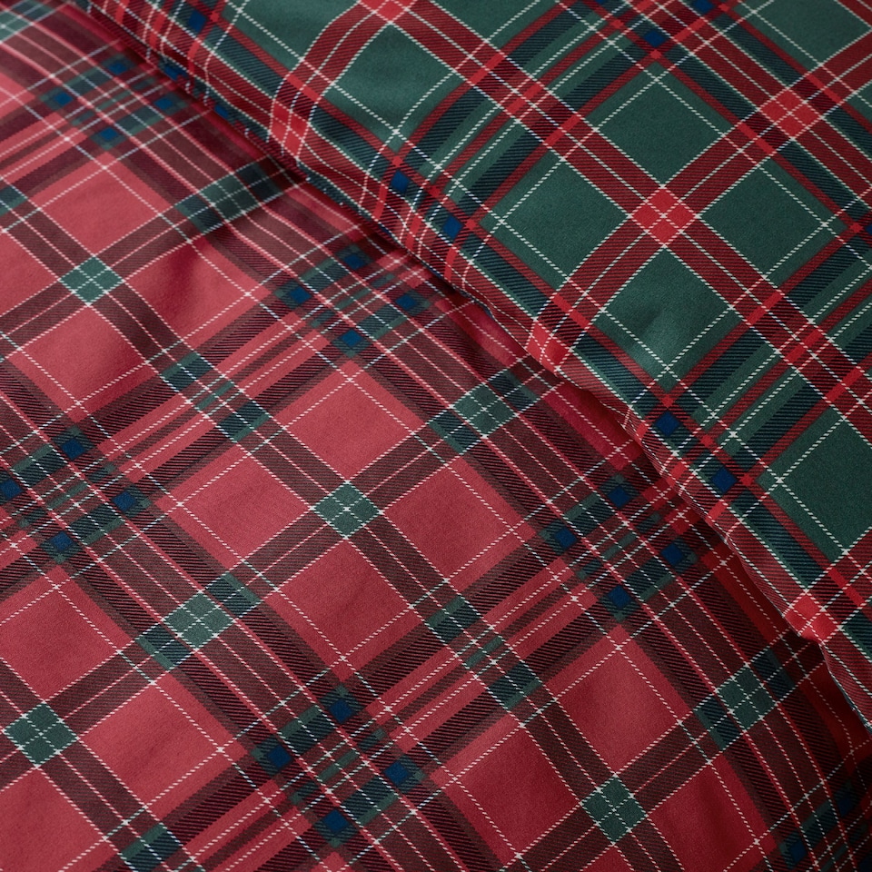 image 1 of Catherine Lansfield Tartan Check Reversible Duvet Cover Set