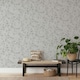 image 2 of Muriva Darcy James Collection Japandi Leaf Textured Wallpaper - Grey - 10m x 0.5m Grey