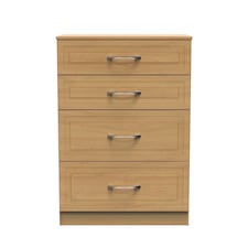 Oxford 4 Drawer Deep Chest of Drawers in Modern Oak (Ready Assembled) | Brown | Modern Oak