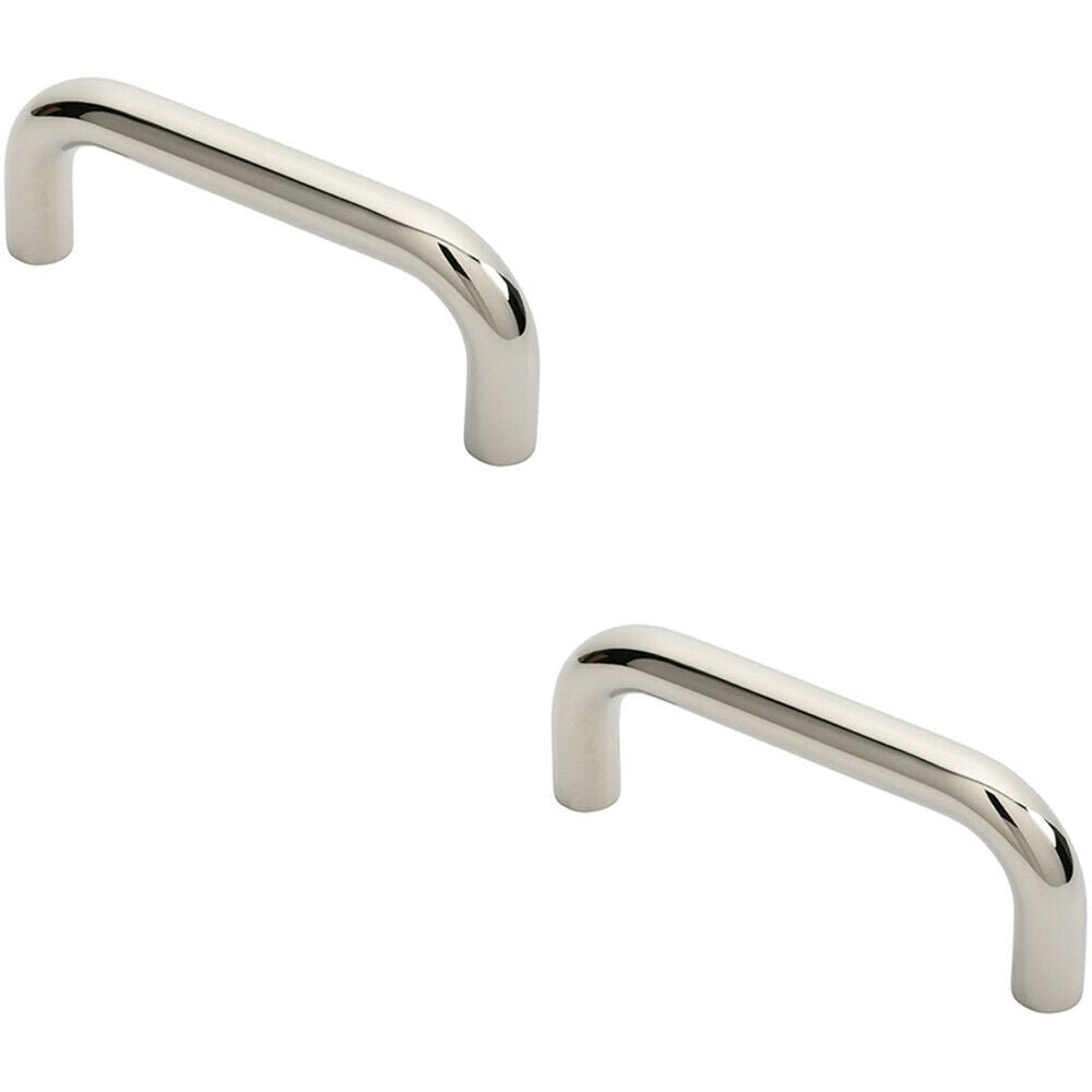 Loops 2x Round D Bar Pull Handle 169 x 19mm 150mm Fixing Centres Bright Steel in Metallics