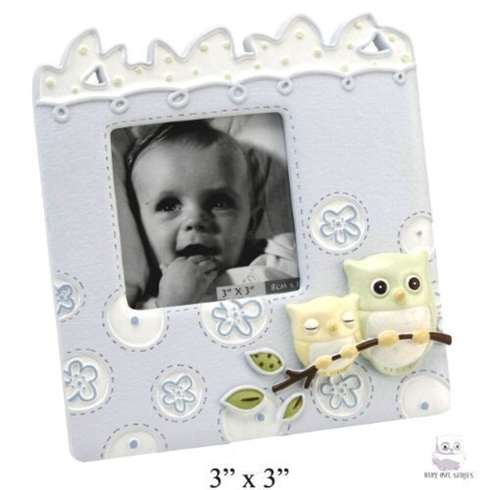 image 1 of Baby Owl Series Boys Blue Small Photo Frame - 3"x3" Picture