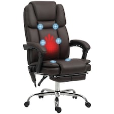 Vinsetto Massage Office Chair, PU Leather High Back Recliner, Dark Brown