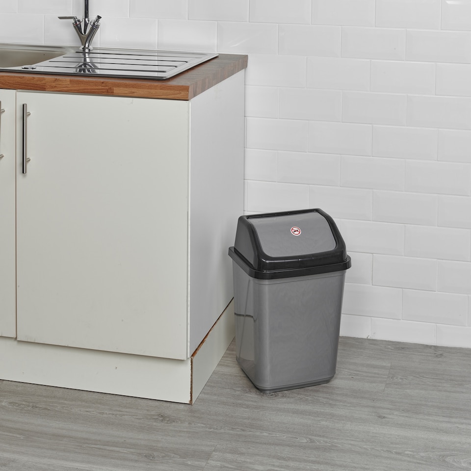 image 1 of 30L Plastic Recycling Bins with Swing Lids | Black | 1