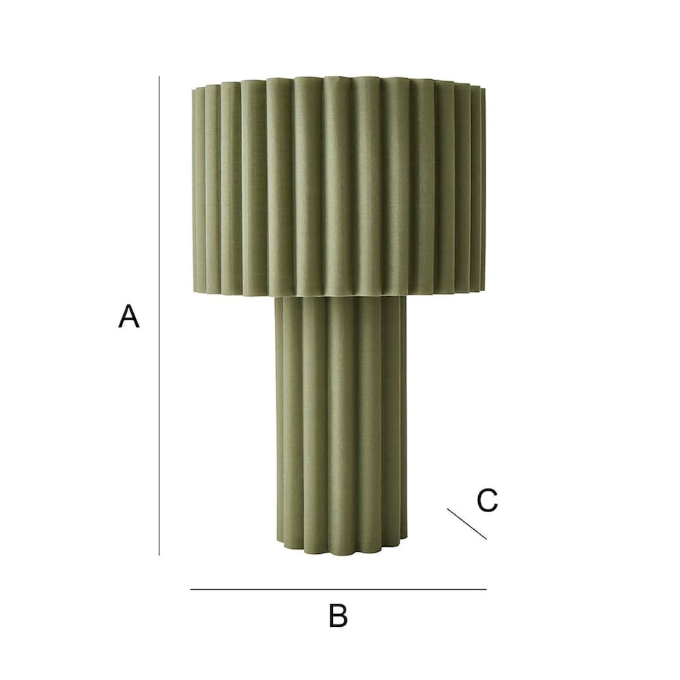 image 1 of ValueLights Lenny Moss Green Colour Drench Ribbed Table Lamp and Bulb