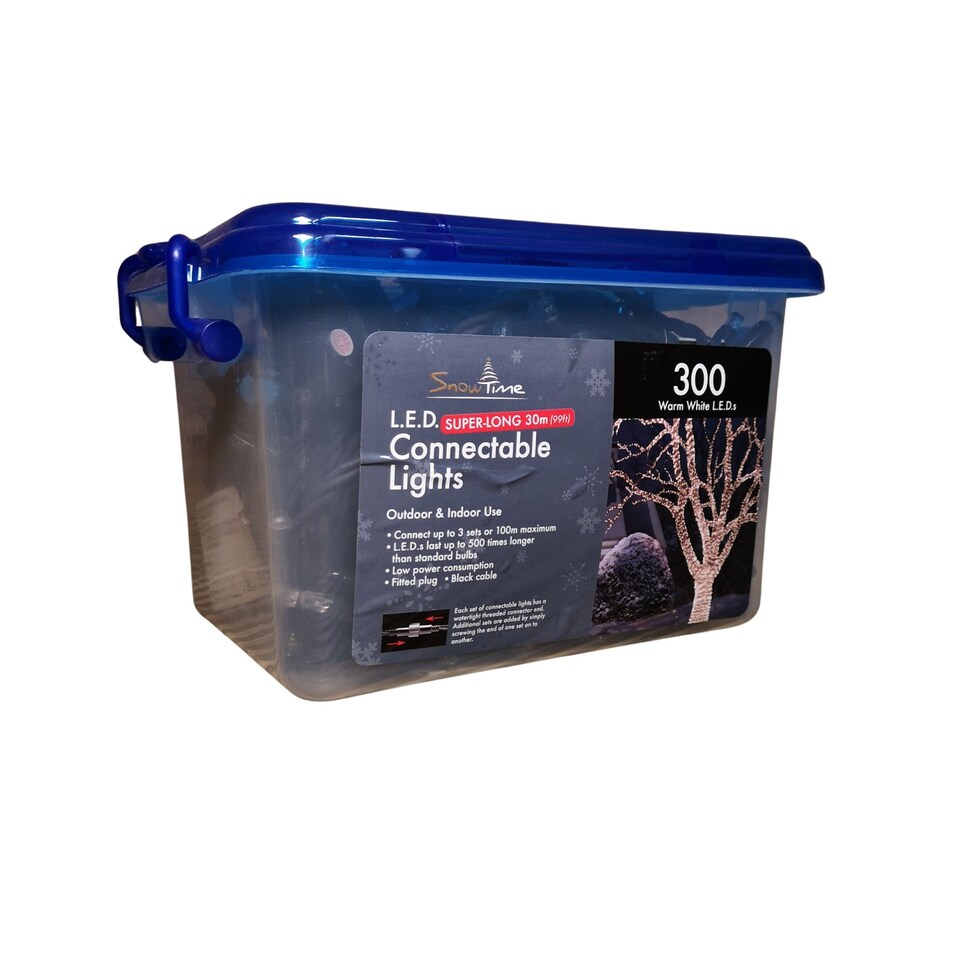 image 1 of 300 LED 30m Snowtime Heavy Duty Connectable Christmas Lights in Warm White