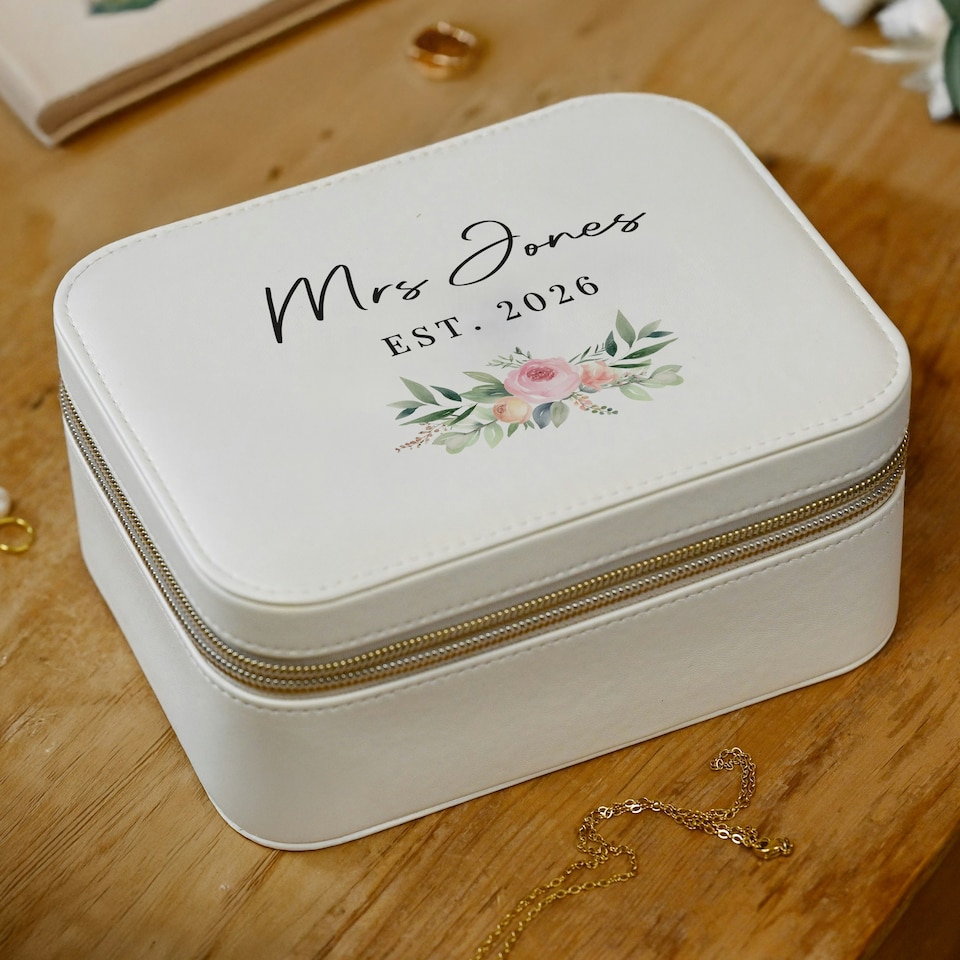 image 1 of Personalised Wedding Travel Jewellery Box