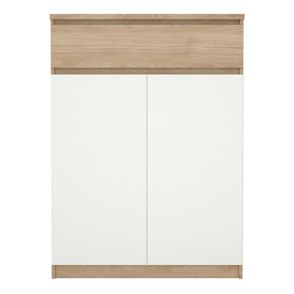 image 1 of Naia Shoe Cabinet with 2 Doors 1 Drawer in Jackson Hickory Oak and White
