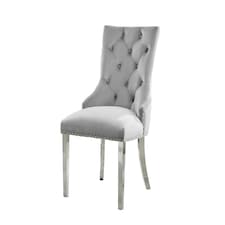 Furniturebox 2x Belgravia Grey Velvet Scoop Knockerback Dining Chairs