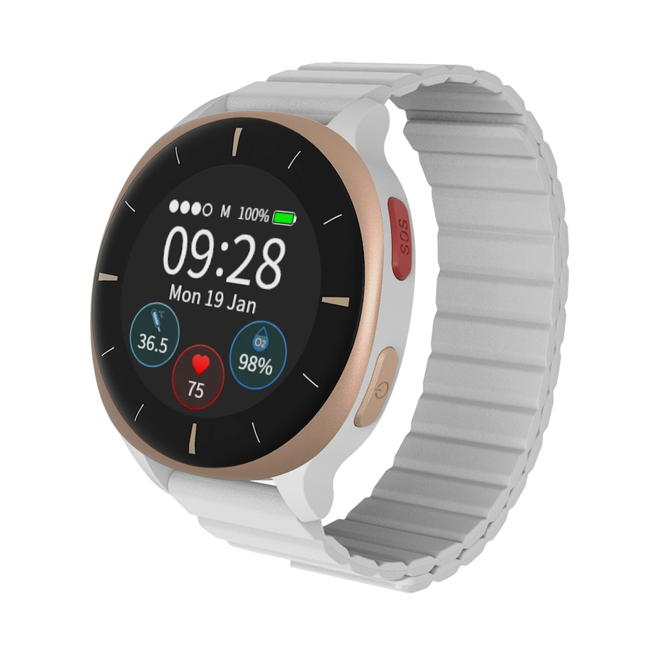 image 1 of 24/7 Remote Health Monitoring Watch, Fall Detection, SOS Alerts, Heart Rate, Temperature, Blood Pressure, 10 Day Battery - Audar E2