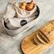 image 3 of Cooks Professional Ribbed Bread Bin, Linen Bag & Bamboo Board Set with Gold Label | Grey | Grey & Gold | 1