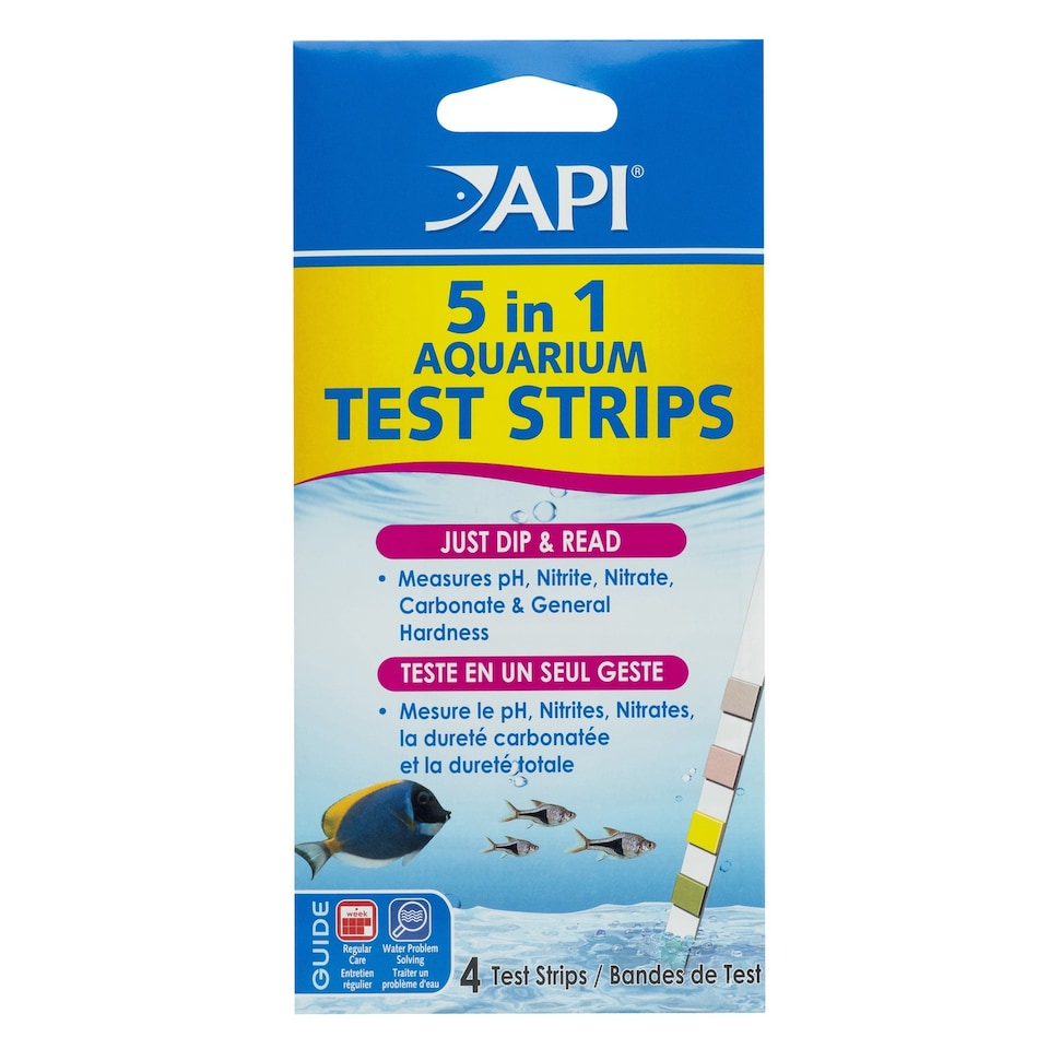 image 1 of API 5 in 1 Aquarium Test Strips (4 Pack) Multi-Parameter Water Testing Aquarium Test Kit