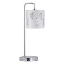 Chrome Arched Table Lamp with White Fern Shade | Chrome | White | Large | 1