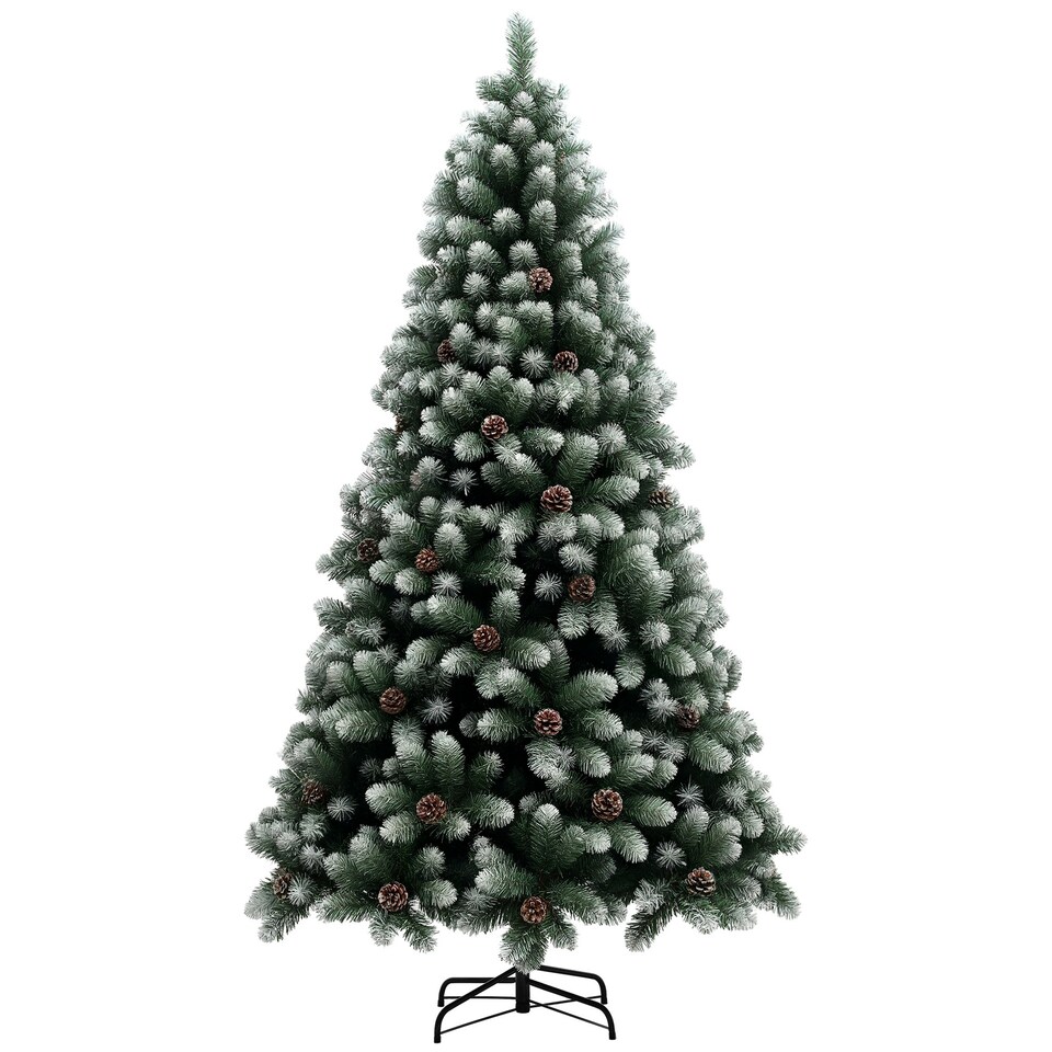 image 1 of HOMCOM 7ft Artificial Pine Christmas Tree with Pinecones, Steel Base
