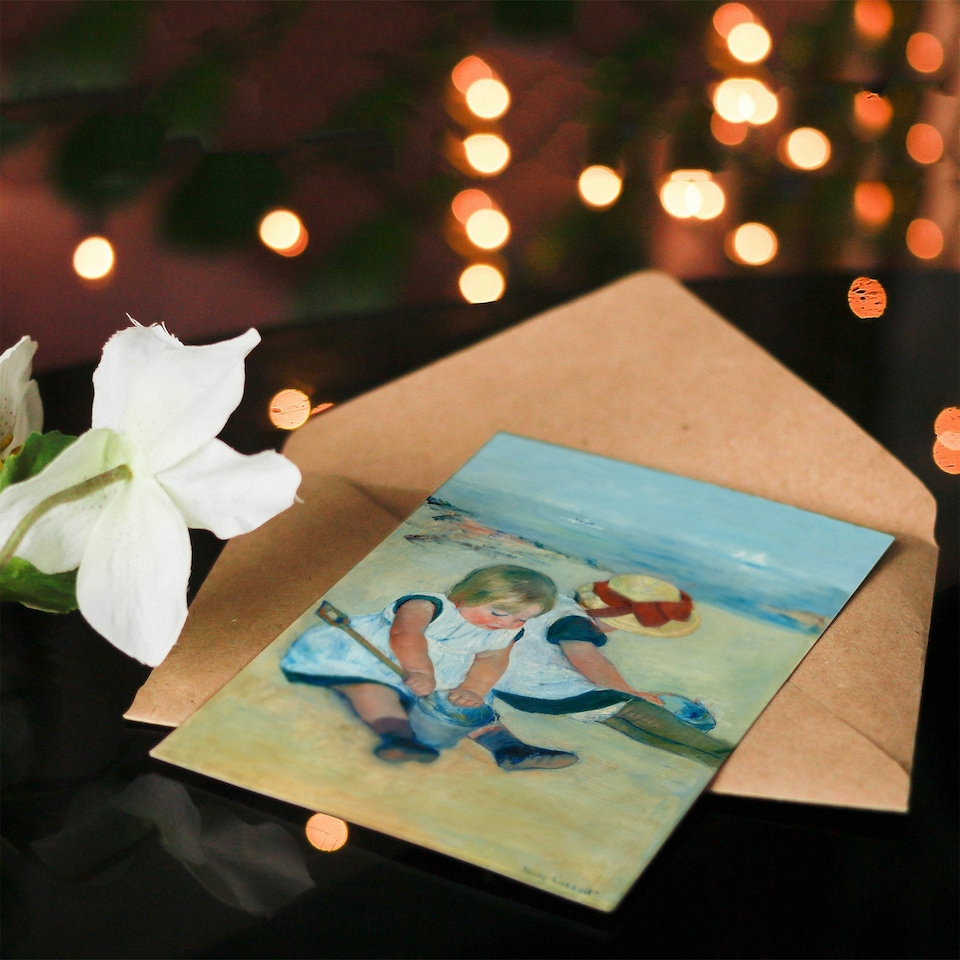 image 1 of Mary Cassatt Art Card Children Playing on the Beach