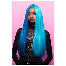 Manic Panic Atomic Split Ultra Vamp Half Royal Blue Half Bright Blue Long Straight Hair Wig