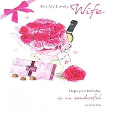 For My Lovely Wife Traditional Nice Verse Flower Birthday Card