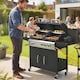 image 2 of Outsunny 3 Burner Hybrid Dual Fuel BBQ Gas Grill with Side Burner, Black | Black | Black | 148 x 60 x 110 cm