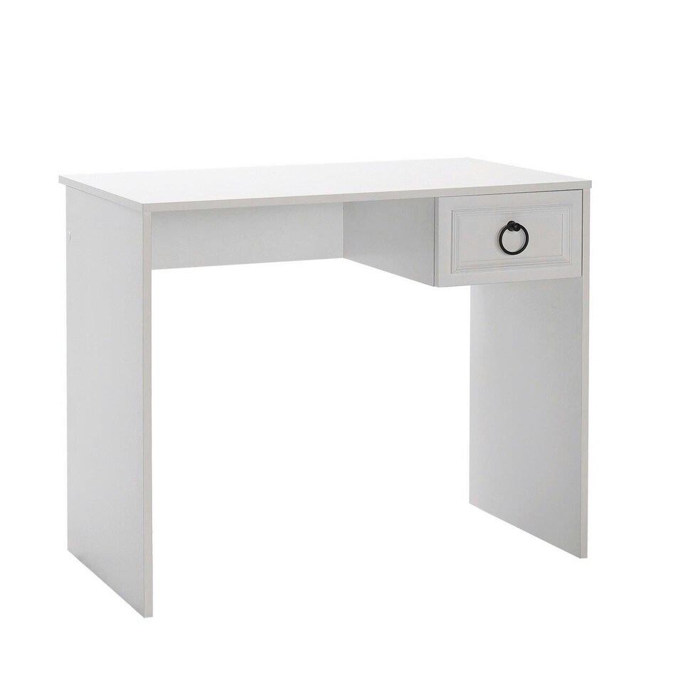 image 1 of Adore Matt White Laptop Study Desk with 1 Drawer | White