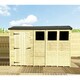 image 1 of 14 x 5 Reverse Pressure Treated Tongue And Groove Single Door Apex Shed - 3 Windows + High Eaves (14' x 5') / (14ft x 5ft) (14x5)