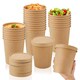 image 1 of ECONX 32oz Kraft Disposable Paper Soup Cups Food Containers with Lids Takeaway Tubs 100pc