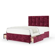 Signature Platinum 2000 Pocket Sprung Aubergine Chenille 2 Drawer Divan Set And Pearl Headboard Super King