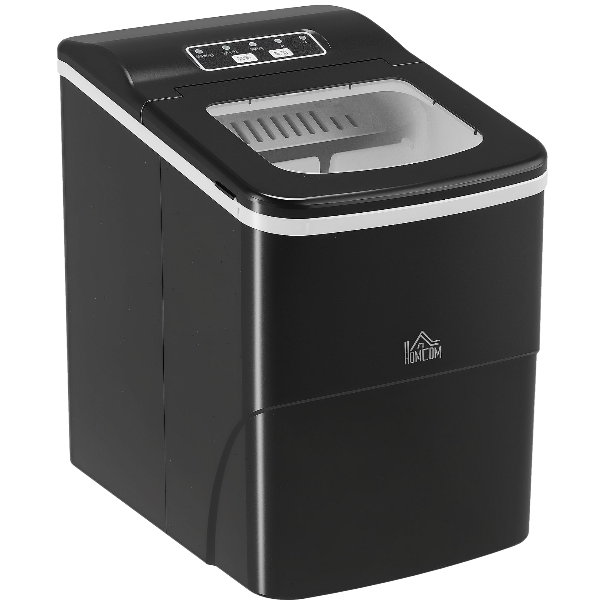 HOMCOM Ice Maker 12kg/24H Production with Scoop Basket for Home Office Black