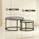 image 7 of HOMCOM 2 Pcs Stacking Coffee Table Set Steel Frame Marble-Effect Top Foot Pads | Grey | 78.5x78.5x46.5