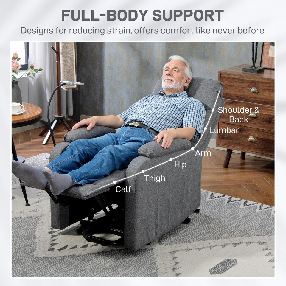 image 1 of HOMCOM Linen Fabric Electric Recliner Chair with Remote Control, Grey Grey