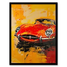 Classic Red Sports Car Lover Vibrant Man Black Framed Wall Art Print A4