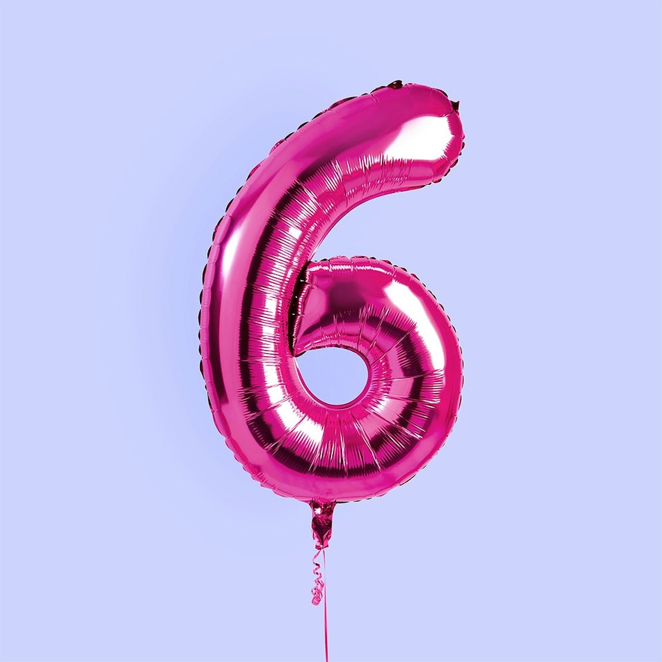 Hot Pink Number '6' Foil 34" Balloon 