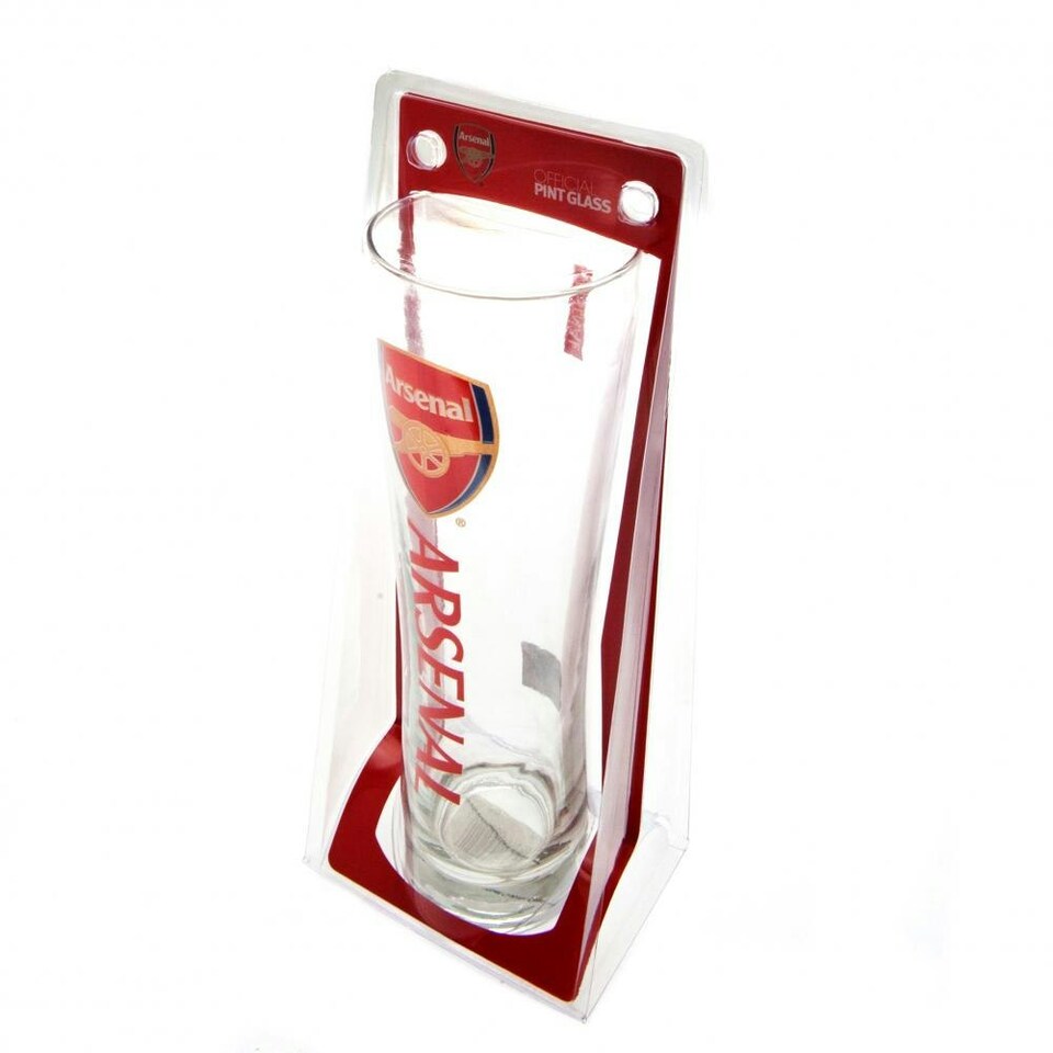 image 1 of Arsenal FC Tall Beer Glass - Transparent/Red - 24cm