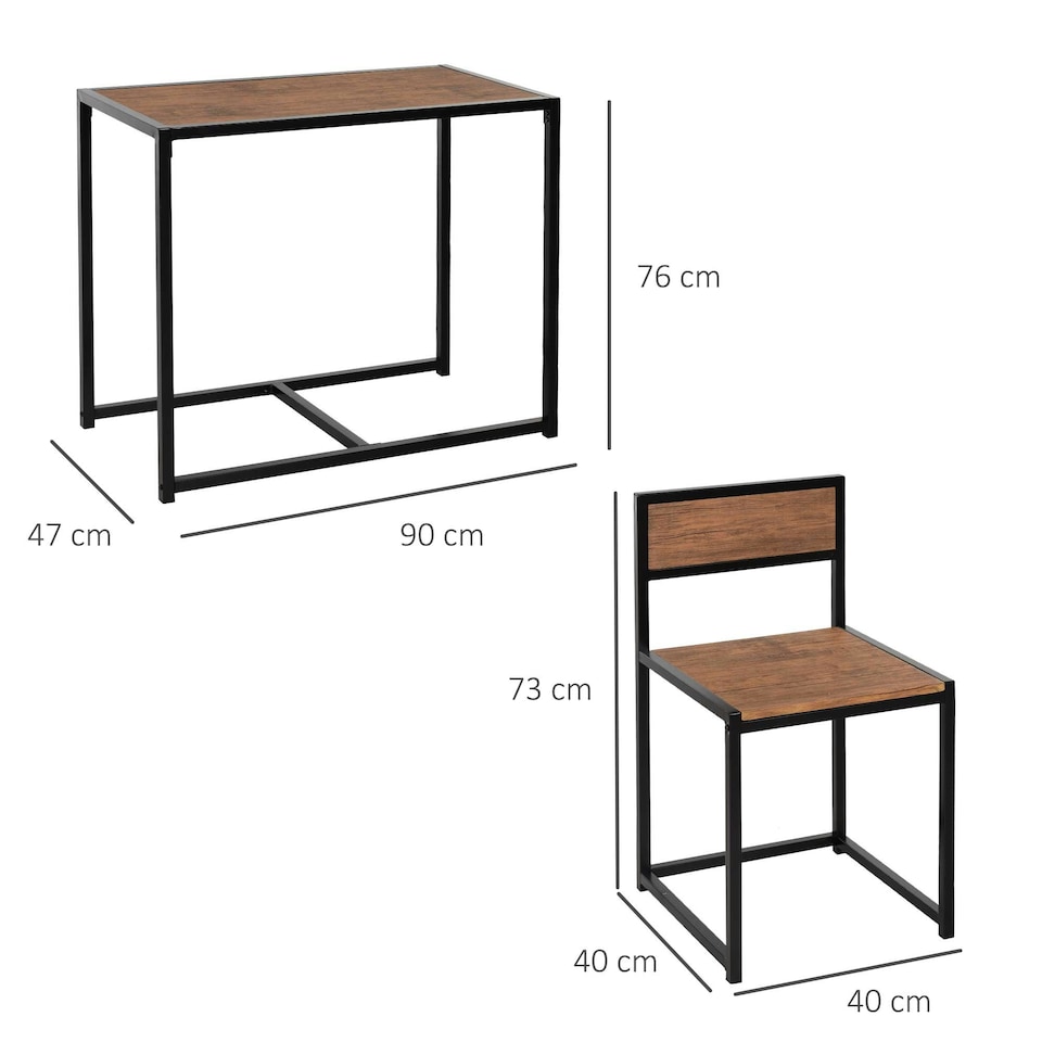 image 1 of HOMCOM 3 Piece Dining Table Set with Metal Frame Natural
