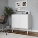 image 2 of URBNLIVING 2 Sliding Door Cabinet With Wooden Legs Storage Unit | Multi | White Carcass & White Legs | H80 x W80 x D51.5 cm | 1