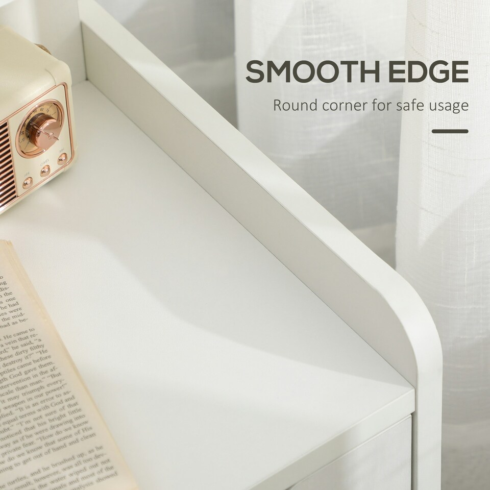 image 1 of HOMCOM Modern Bedside Table w/2 Drawer and Storage Shelves Chest for Bedroom