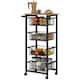image 1 of HOMCOM 4-Tier Kitchen Island on Wheels, Rolling Kitchen Storage Trolley with 4 Pull-Out Mesh Baskets, Mobile Utility Serving Cart, Oak | White | Oak