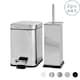 image 1 of Harbour Housewares Square Toilet Brush & Bin Set - Chrome Grey