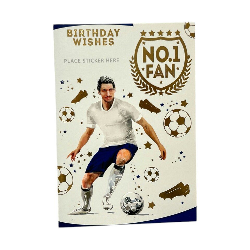 image 1 of A Man In White and Blue Soccer Uniform Customized Male Birthday Card