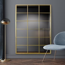 The Fenestra - Gold Modern Window Leaner / Wall Mirror 69" X 33" (174CM X 85CM) Gold
