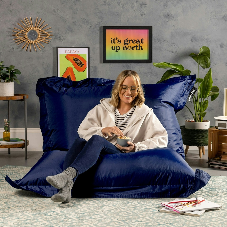image 1 of icon Bazaar Bag Navy Blue Giant Indoor Outdoor Bean Bag Lounger Blue | Blue
